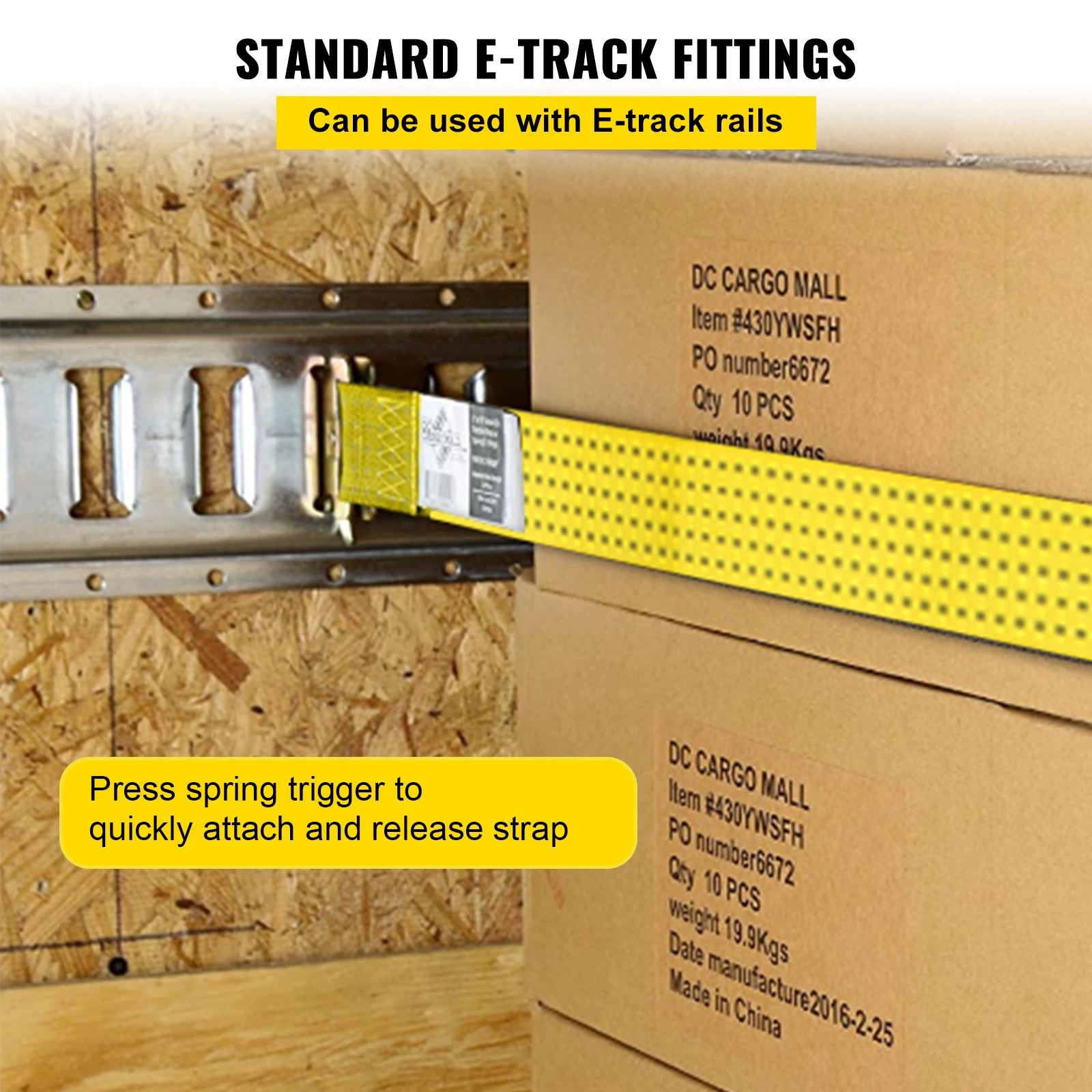 Polyester E Track Ratchet Straps for Cargo Tie Down
