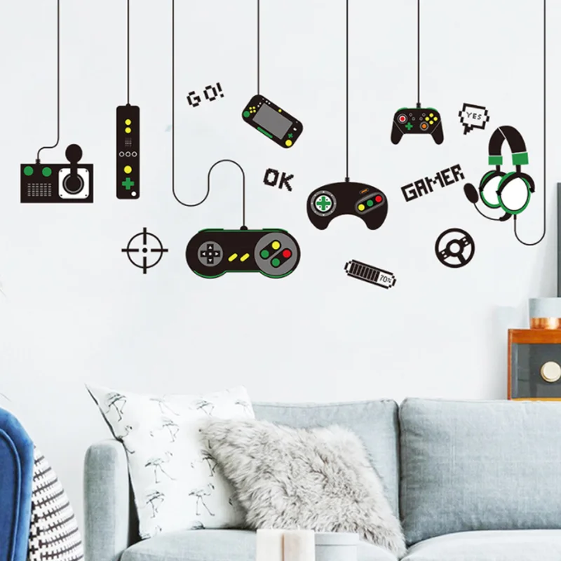 2 Sheets Video Game Controller Sticker DIY Window Bedroom Study Living Room Background Decor Scene Wall Static Stickers 30*60cm