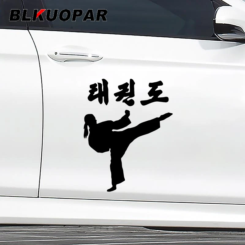 

BLKUOPAR Tae Kwon Do Girl Kick Car Stickers Vinyl Creative Anime Die-cut Scratch-Proof Laptop Refrigerator Car Door Protector