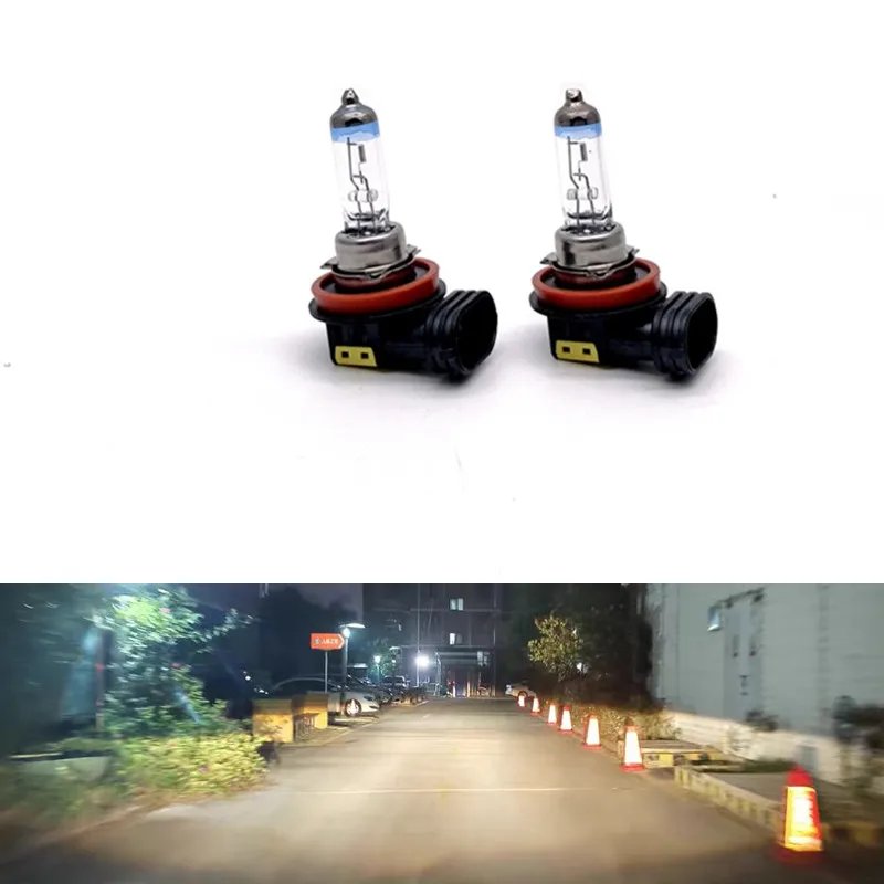 2개입 H8 플래티넘 헤드 12V55W 자동차 전구 3800K 자동차 할로겐 전구 헤드라이트 램프 상향등 및 하향등 안개등 전구 웜옐로우