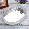 ABWR-Mirrored Crystal Vanity Makeup Tray, Jewelry Trinket Storage Tray Cosmetic Perfume Display Tray (Silver,Ellipse) 2