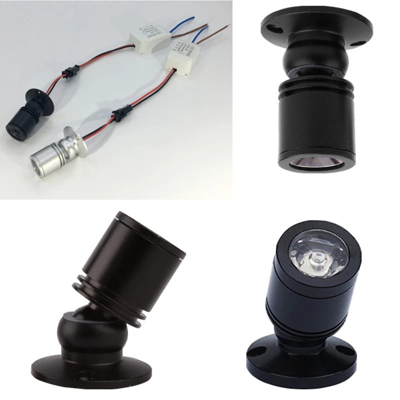 1W 3W Cabinet Mini LED Spotlight Jewelry Showcase Wine Counter Display Lighting Lamp 360 Degrees Rotatable Adjustable Spot Light 6