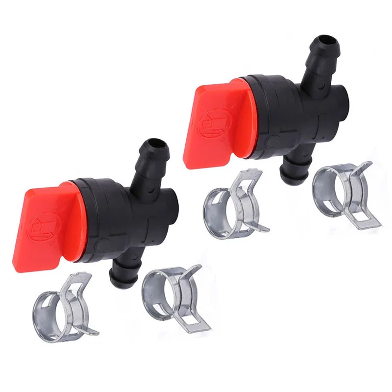 

2pcs In Line Shut Off Valves for Small Engines – Straight Fuel Gas Cut Off Valves with Hose Clamps Fits 1/4" Fuel Line