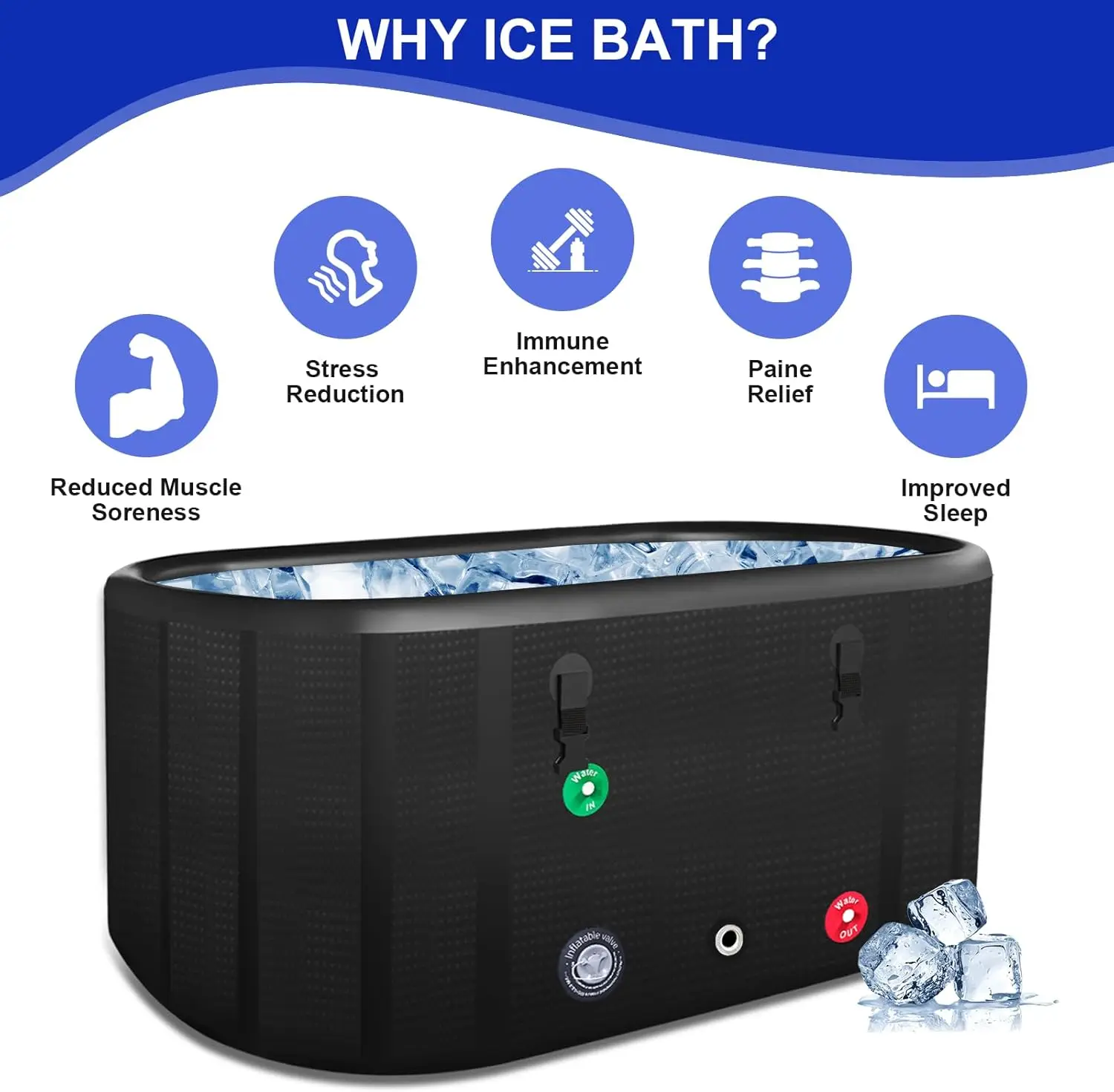 59IN drop Needle cold tub recovery, portable ice tub for adults, ice tub outdoor cold water treatment 3