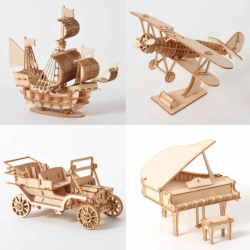 3D Wooden Puzzle Model DIY Handmade Mechanical toys for Children Adult Kit Game Assembly ships train airplane ho 1 87 train model german piko 52867 su46 internal combustion pkp polish five generations dc analog version rail car toys