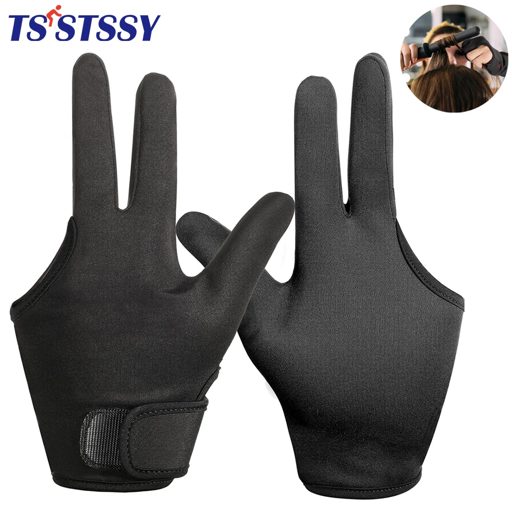 Heat Resistant Gloves for Hair Styling Curling Wand 3 Finger Barber Glove Reusable Hair Dye Heat Protector Gloves 1Pcs