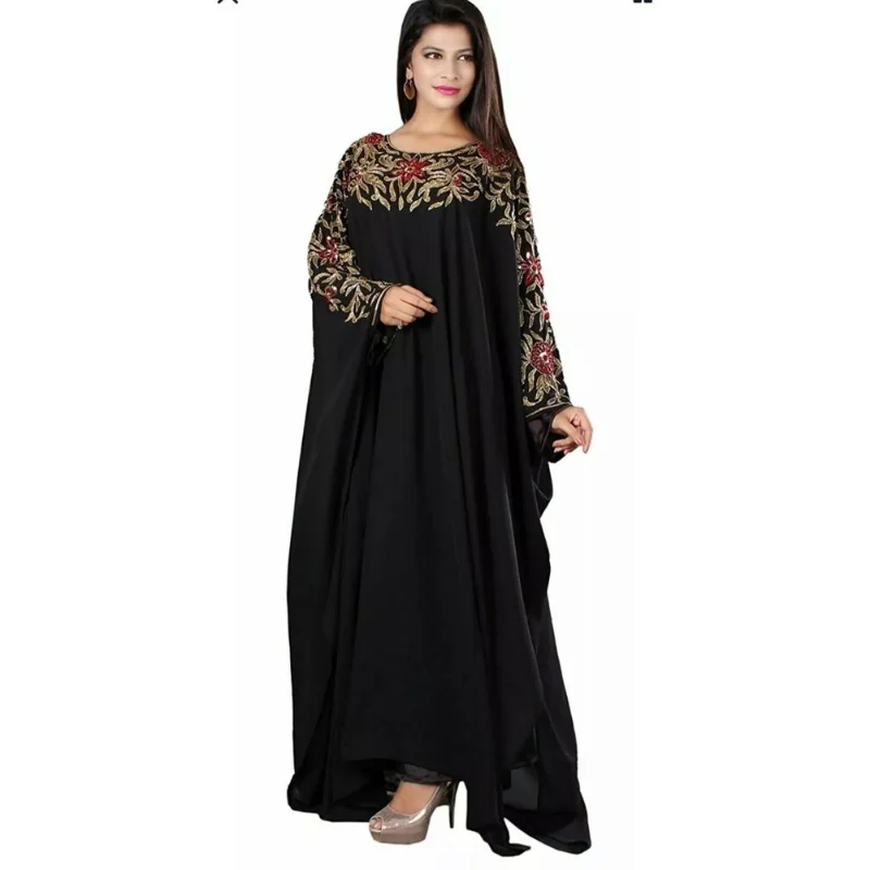 I Vestiti Neri Dubai Marocco Caftani Farasha Sono Abiti Lunghi Molto Fantasia Con Tendenze Della Moda Europee E Americane