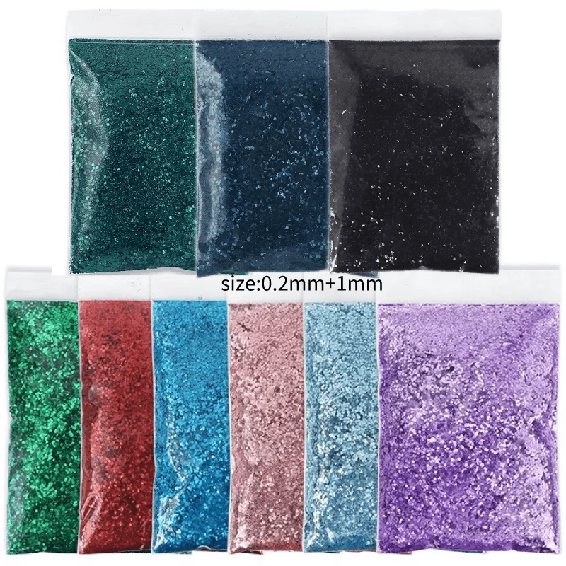 9Pcs/450G Shiny Mixed Powder Sequins Nail Glitter Decoration Solid