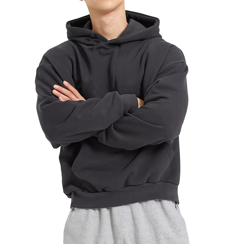 16.9oz 480gsm Heavy Weight Cotton Plus Velvet Hooded Sweater Men Thickened Tight Polar Fleece Pullover Hoodie Women Sweatshirt