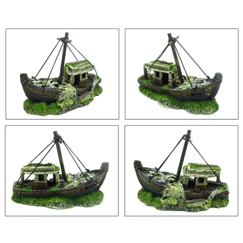 Aquarium Sinking Ship Decorations Sunken Ship Ornaments Eco-Friendly Resin Material Shipwreck Cave Betta Hideout fish tank ornaments,fish tank decorations,aquarium ornaments