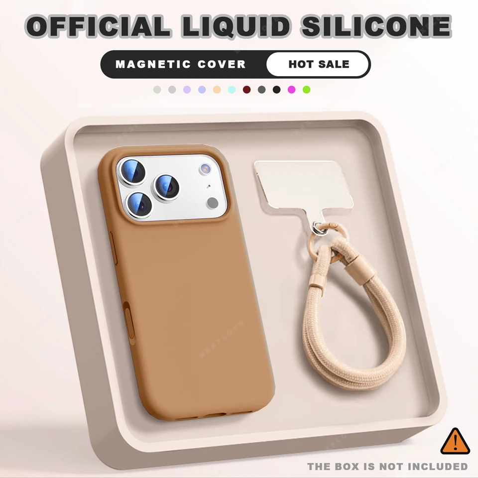 Magnetic Wrist Strap Phone Case with Liquid Silicone Lanyard and Magsafe Compatibility