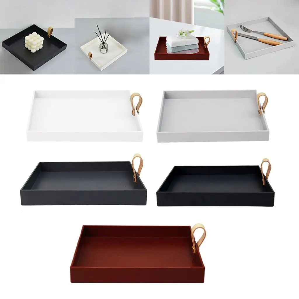 Serving Tray 8x8inch Glossy Portable Organizer for Drinks and Food Patio Bed