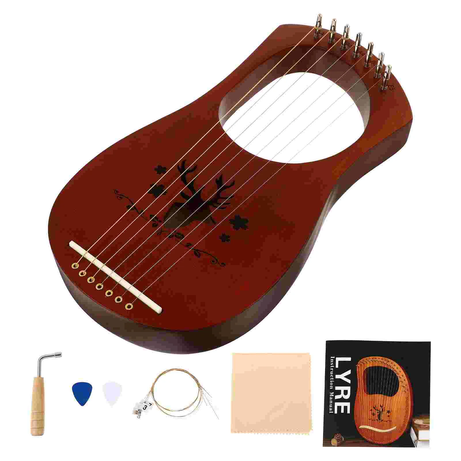 

Of Vijos Supplied Vijos Ancient Style Harp Vintage Wooden Wrench String Crafts Hand-Held Mahogany Tuning Instruments