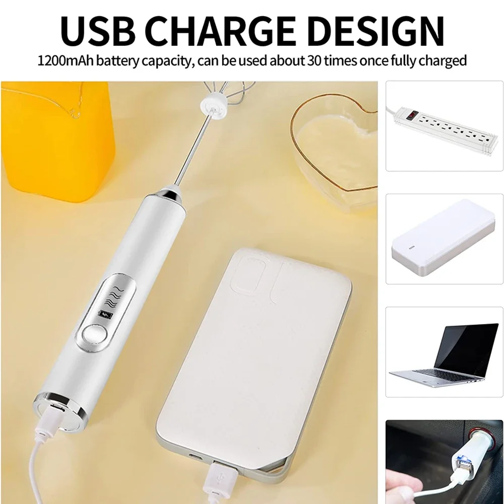 Electric Milk Frother USB Rechargeable for Kitchen