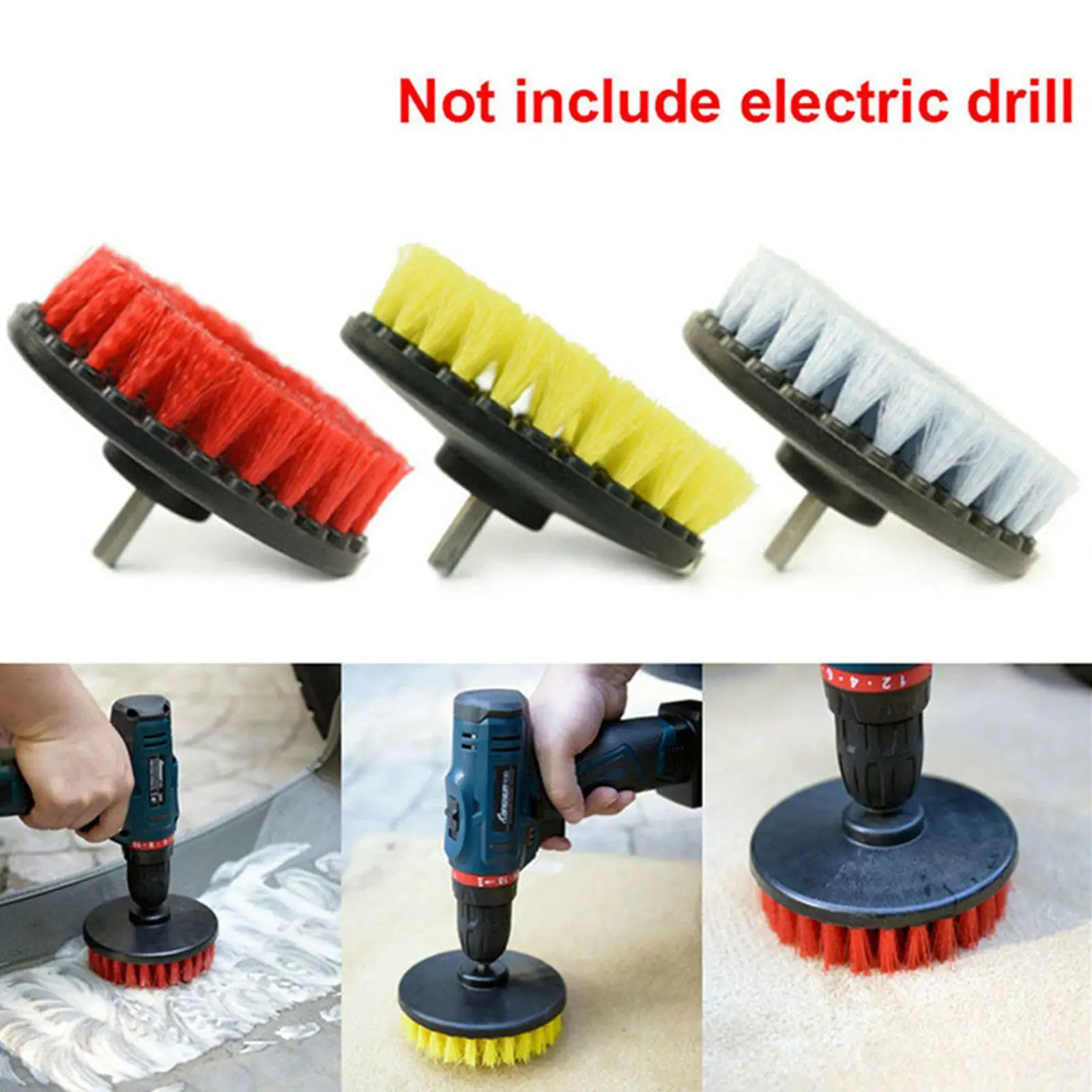 1pc Electric Scrubber Brush Drill Brush Kit Plastic Round Cleaning