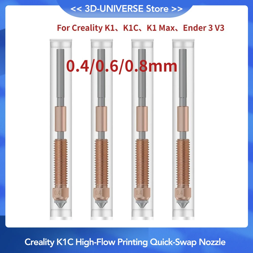 

Creality K1C сопло 0,4/0,6/0,8 мм высокопоточная печать модернизированная быстрая замена сопла для 3D-принтера K1 Max,K1C,Ender-3,V3