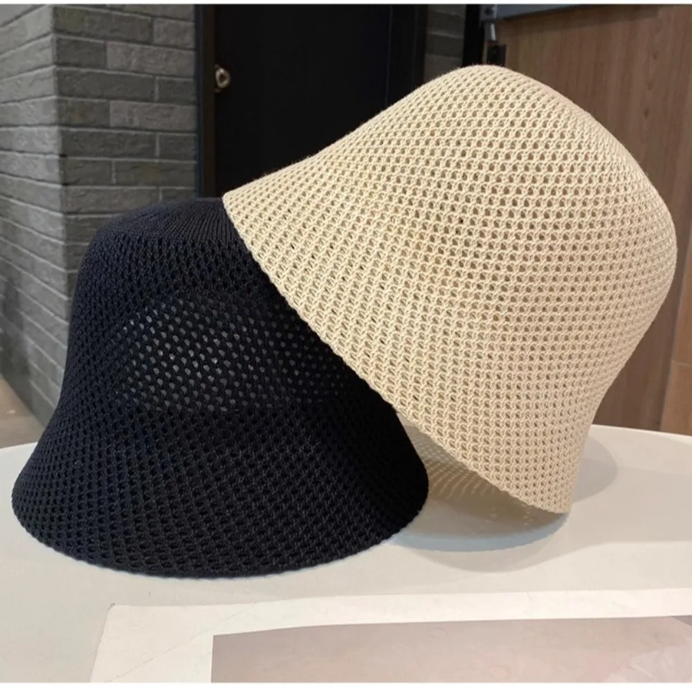 Sun Hat Fisherman's Hat Summer Knitted Hollow Paper Straw Bucket Hat Breathable Beach Cap Wide Brim