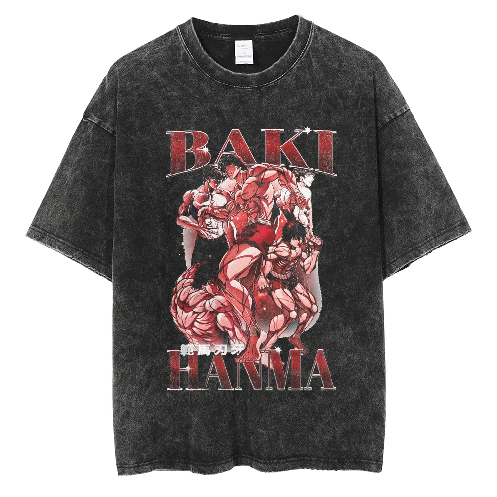 

Anime Baki Haman Tshirts Harajuku Vintage 100% Cotton 2023 New Washed T Shirt For Men Hip Hop Streetwear Oversize T-shirt