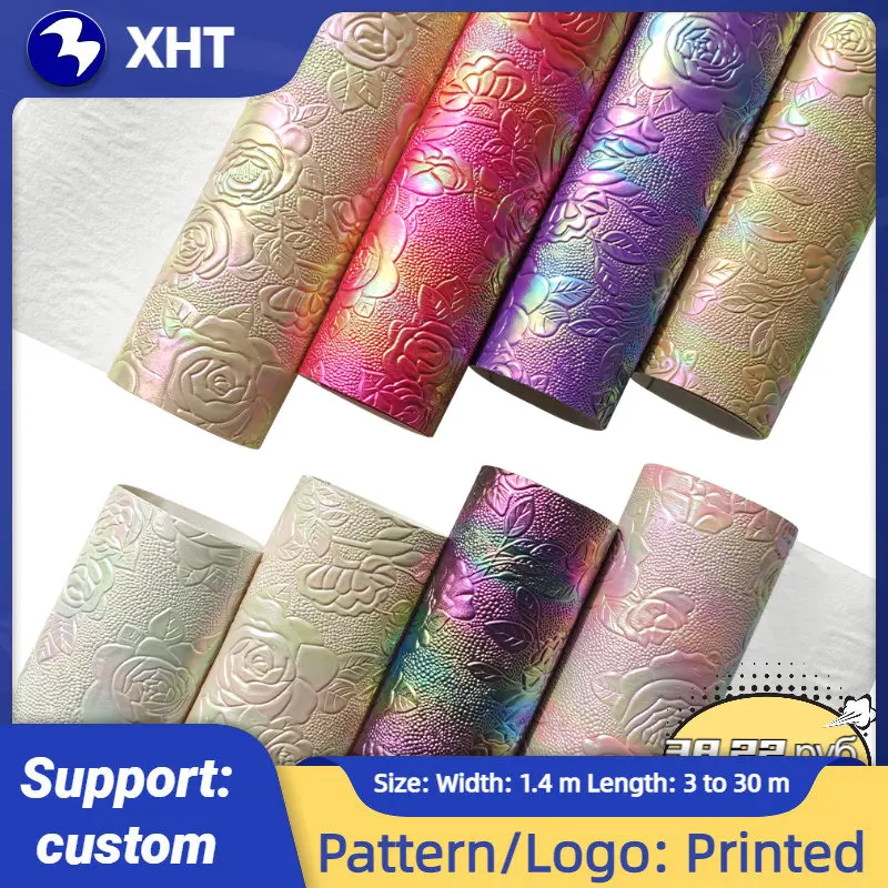 

30x135cm Rose Embossed Bump Textured Faux Leather Sheet Synthetic Leather Fabric For Bows Crafts DIY Handmade Material