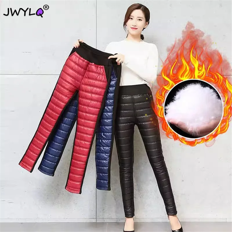 

Oversized 4xl Winter Thicken Warm Pencil Pants Womens Casual High Waist Down Cotton Pantalones Velvet Lined Leggings Streetwear
