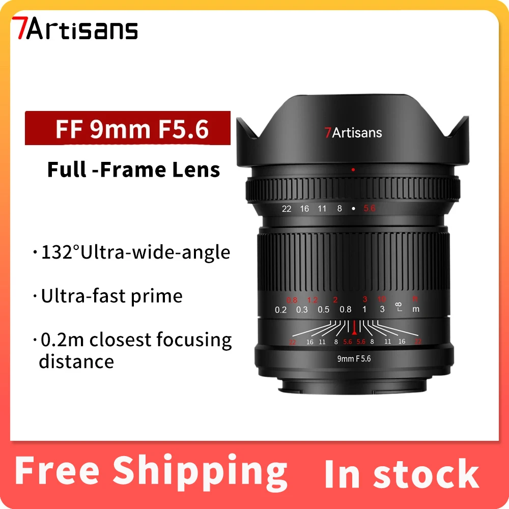 7 Artigiani 9Mm F5.6 Asph 132 ° Full Frame Fotocamere Obiettivo Ultra-Grandangolare Ultra-Veloce Prime Per Nikon Z Canon Rf E L Mount