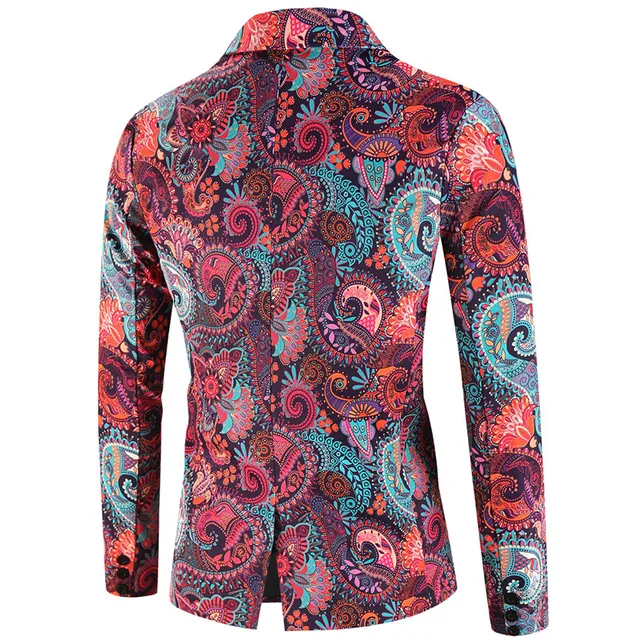 Men's Printed Blazer Coat Slim Fit Long Sleeve Casual Business Jacket - Image 2