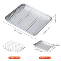 Stainless Steel Multi-Purpose Baking and Roasting Tray with Rack (L 28x23.5x2.5cm)