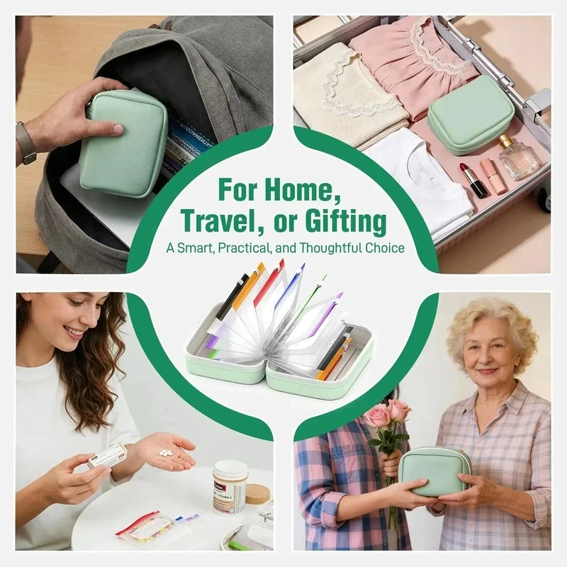 Deluxe Waterproof Pill Organizer Set with Color-Coded Pouches - Travel Friendly 7-Day Storage Solution