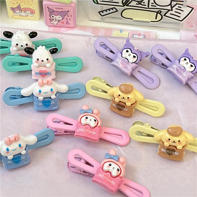 

Sanrios My Melody Cinnamoroll Kuromi Pochacco Hairpin Candy Color Cross Cute Sweet Children Girls Student Hair Accessories