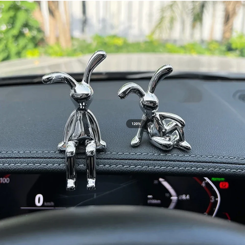 

Car Interior Decoration Cartoon Rabbit Center Console Decor Personality Room Dining Table Desk Home Office Miniature Figurines