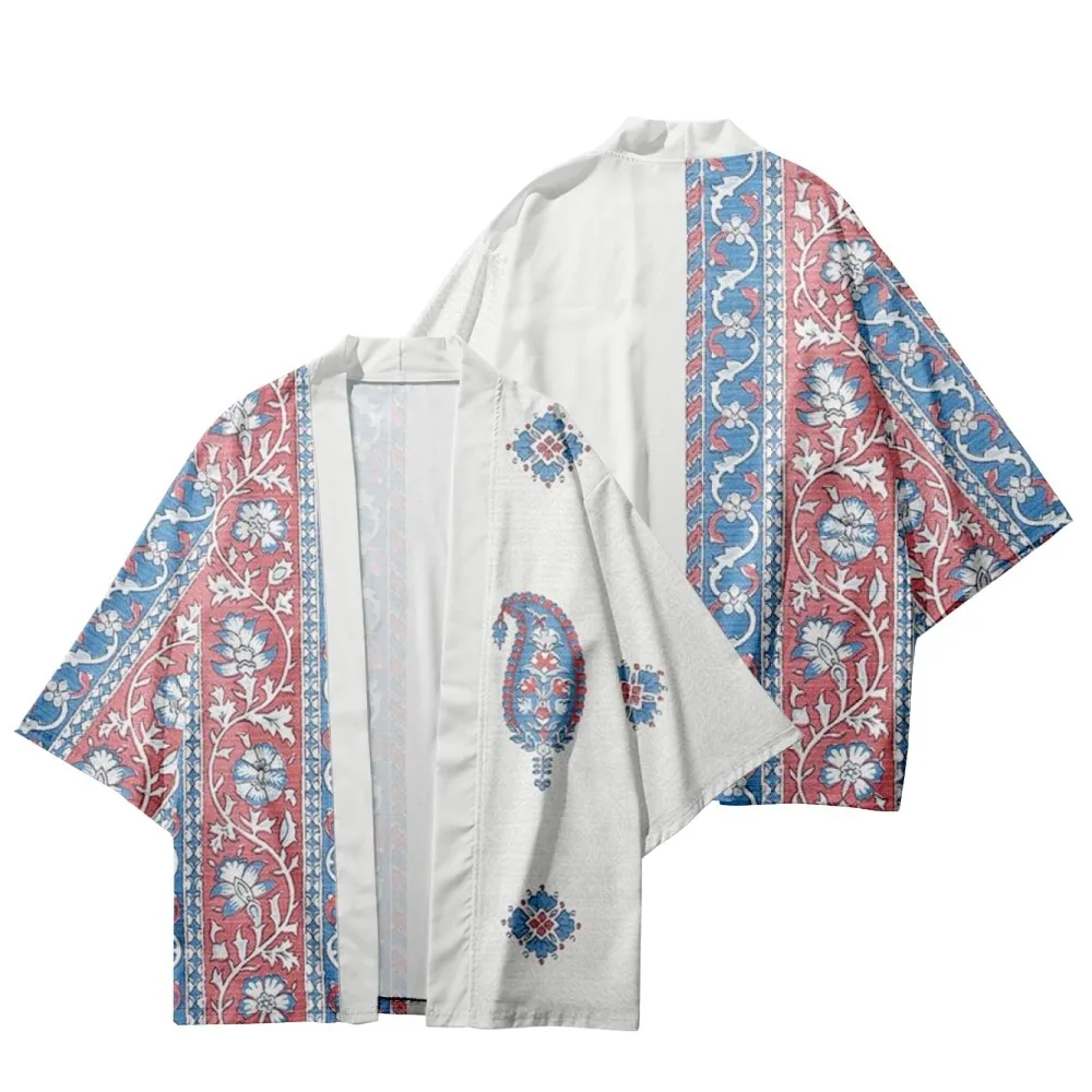

Летнее японское кимоно с цветочным принтом кешью, пляжные шорты в стиле Харадзюку, кардиган для женщин и мужчин, Повседневная Свободная уличная одежда, юката