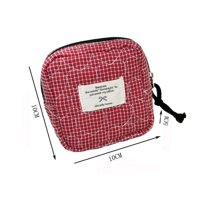 1PC 격자 무늬 여성용 지갑 지퍼 화장품 보관 가방 립스틱 데이터 케이블 키 주최자 숙녀 카드 가방 동전 지갑 클러치