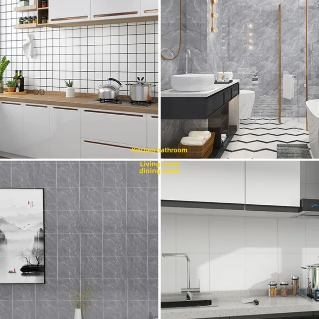 10-50 pezzi adesivi murali in marmo PVC adesivo per piastrelle ispessito autoadesivo adesivo per pavimento impermeabile per bagno cucina decorazione della casa 5