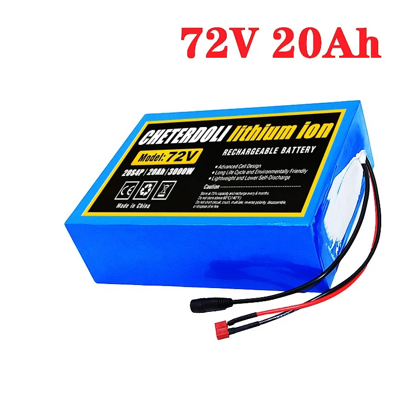 

New 72V 20Ah 21700 Lithium Battery Pack 20S4P 84V Electric Bicycle Scooter Motorcycle BMS 3000W High Power Battery + 3A Charger