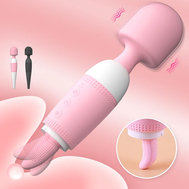 AV Vibrator with Tongue 2 in 1 Vibrators for Women Cunnilingus Magic Wand Clitoris Stimulator USB Rechargeable Adult Toys for 18 1