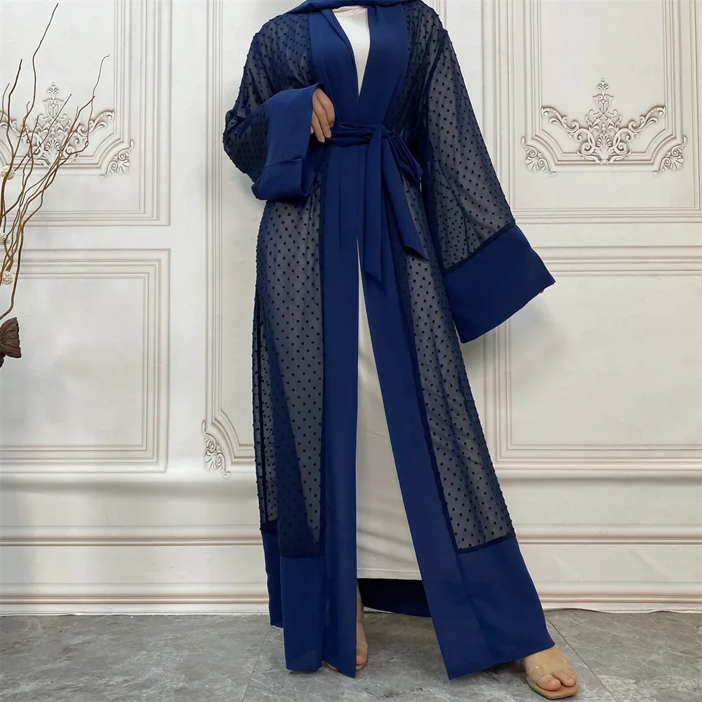 Ramadan Polka Dot Abaya Morocco Dress Muslim Women Eid India Abayas Dubai Turkey Kaftan Robe Longue Vestido   جلابيه نسائية
