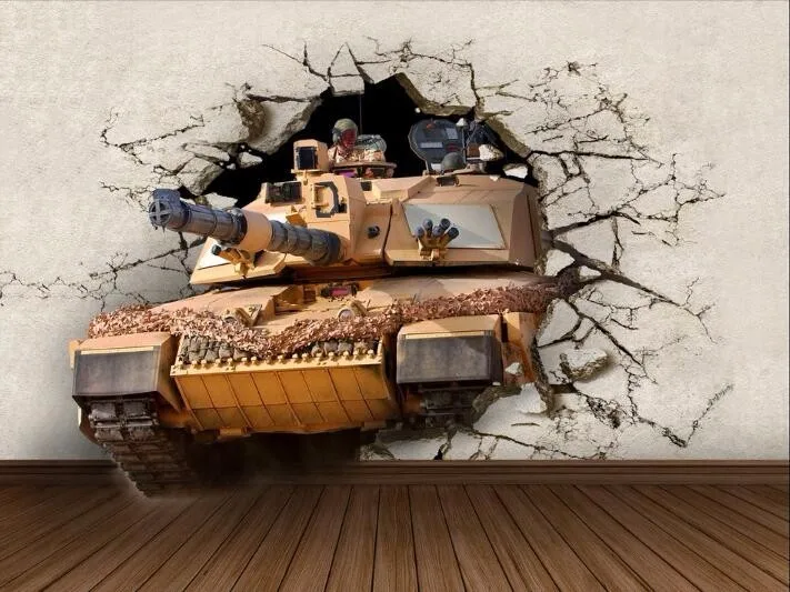 World Of Tanks Colorful Tapestry Wall Hanging 3D Tank Broken Wall Mural Tapestry Living Room Children Boys Bedroom