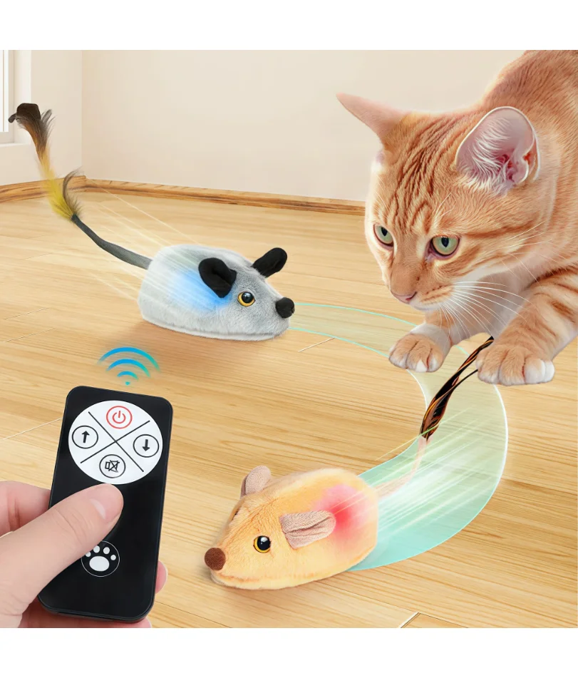 Automatic Sensing Moving Mouse Interactive Cat Toys Electronic Remote Squeaky Cat Toy For Kitten USB Rechargeable Pet Plush Toy 1
