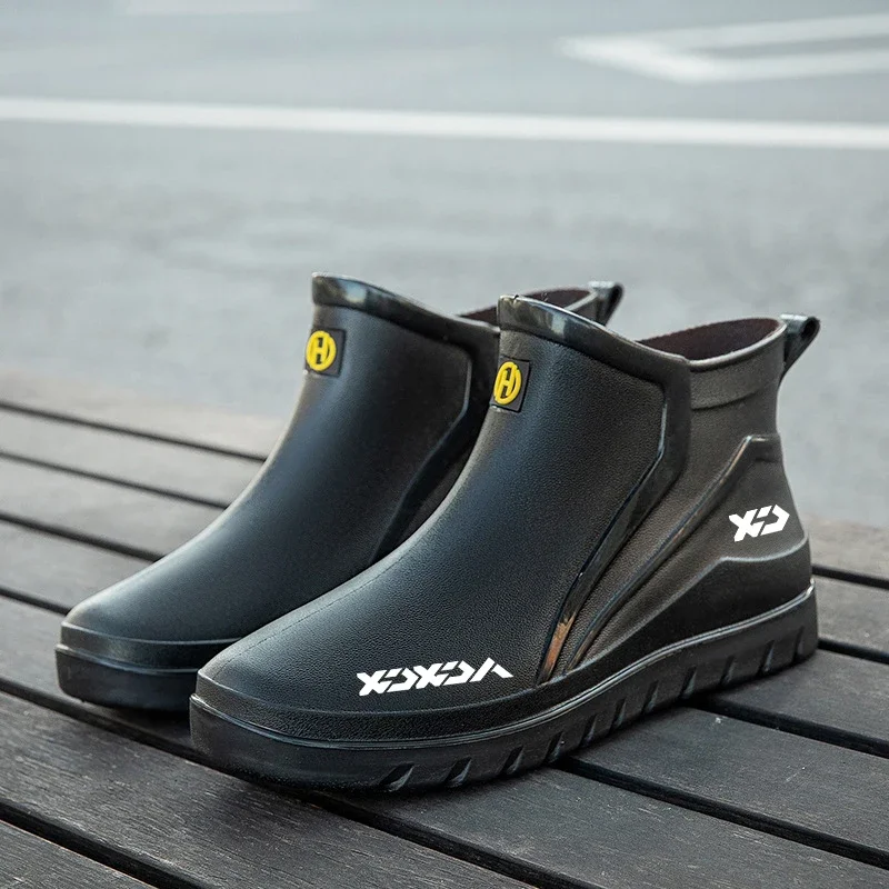 

New Men's Summer Fishing Rain Boots Outdoor Anti Slip Rubber Fishing Shoes Winter Fleece Waterproof Work Rain Shoes Size 39-44