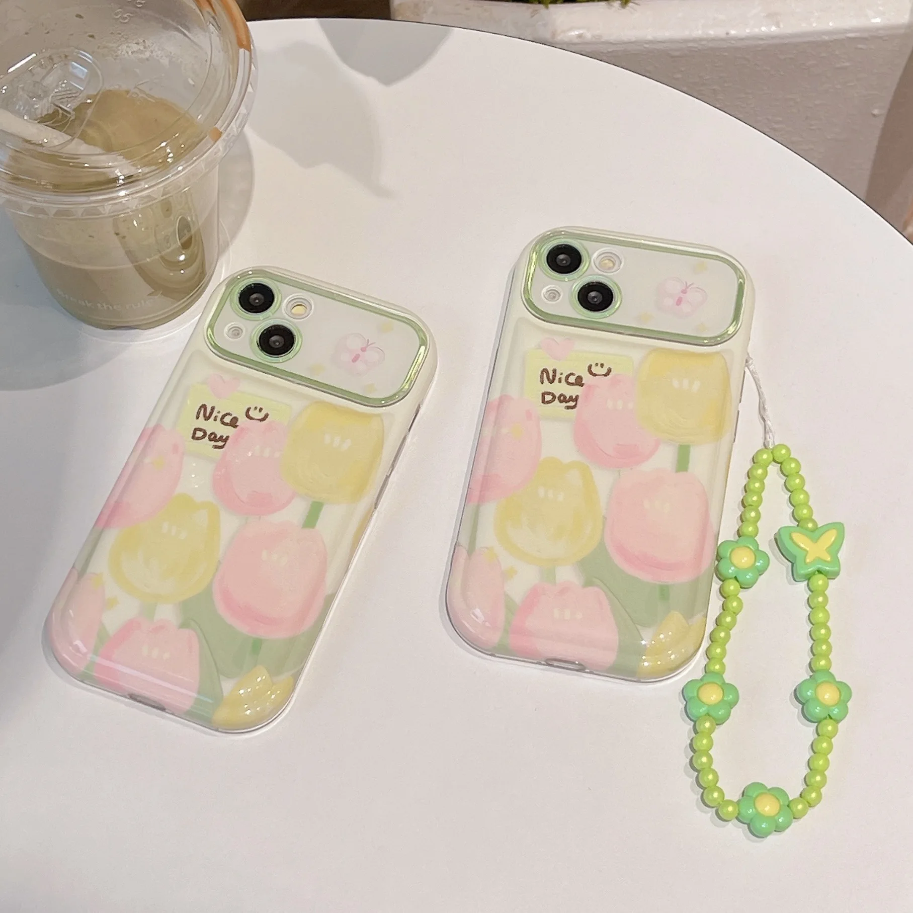 Con Bracciale Large Window Tulip Pattern Per Iphone 15 15Promax 14Pro 14Promax 14 13Promax 13Pro 13 12Pro 1212Promax Soft Shell