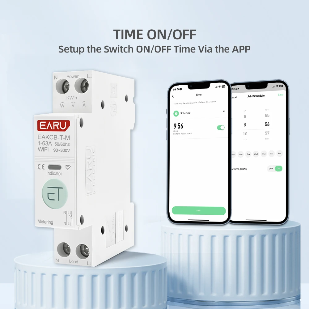 Tuya WiFi Smart Circuit Breaker MCB 1P+N 63A Timer Power Energy kWh Voltage Curr