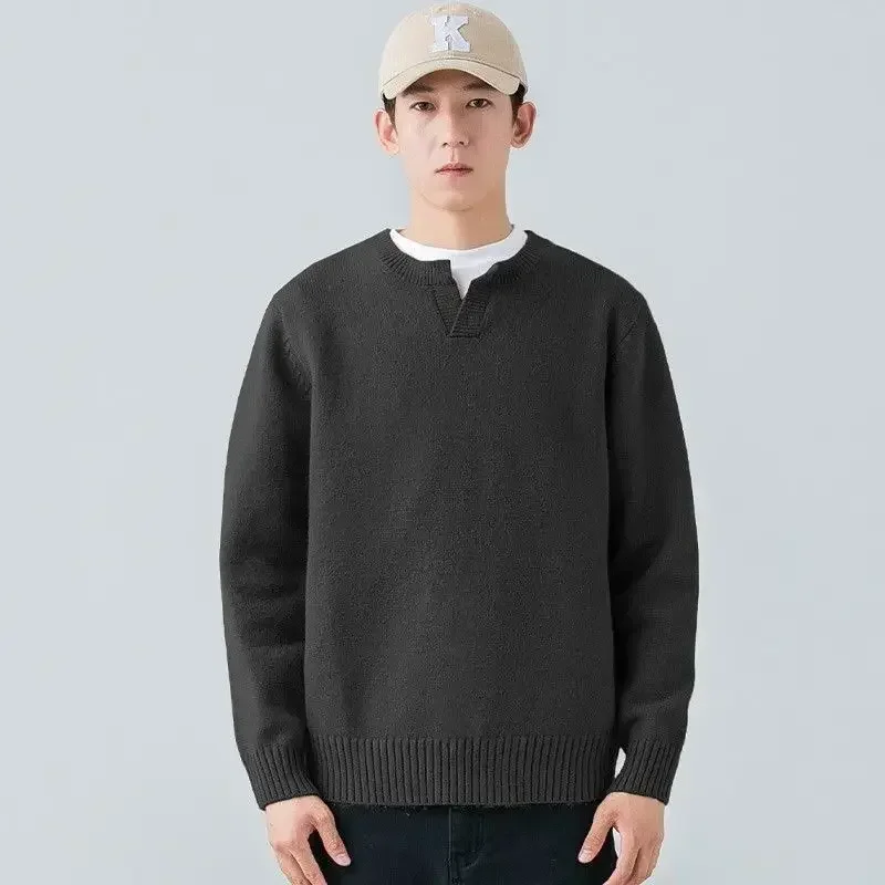 thumbnail image 1 of Suéter de otoño e invierno para hombre, ropa popular coreana de alta calidad, jerséis de punto holgados, suéteres de punto baratos para hombre, 1 of 5