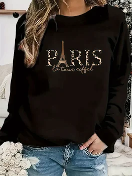 Parigi donna autunno inverno moda casual sport sciolto Los Angeles stampa in pile caldo felpa con cappuccio tascabile a maniche lunghe 1