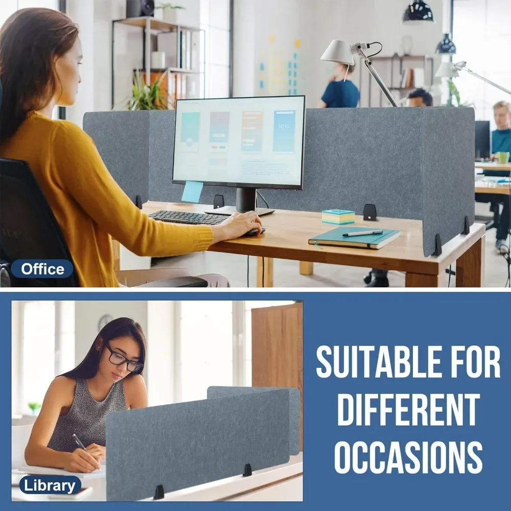 3 Pcs Acoustic Desk Divider Soundproof Desk Privacy Panel Freestanding Partitions Sound Absorbing for Students Office