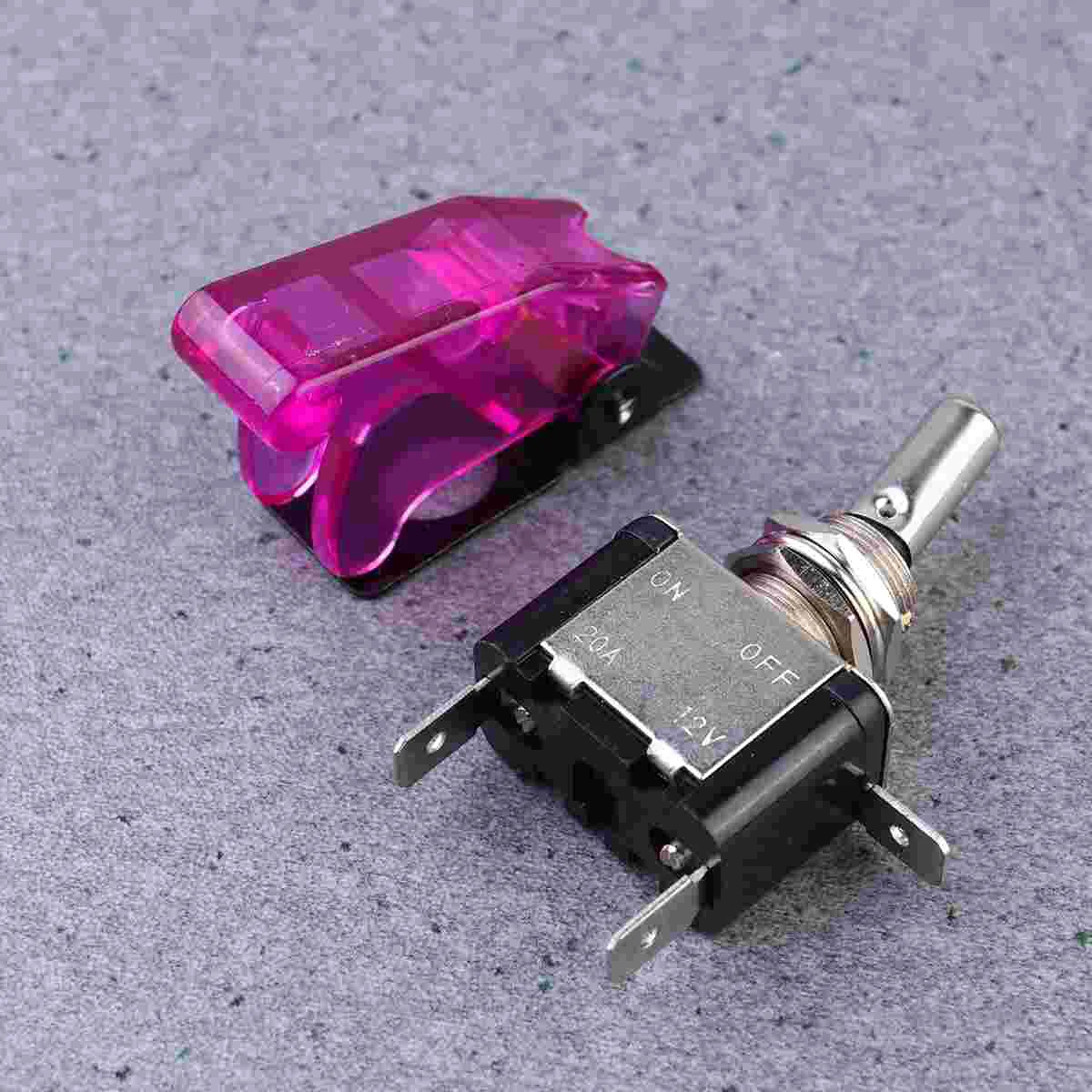 

4 Pcs 12V ASW-07D Toggle LED Button On-off Button (Purple)