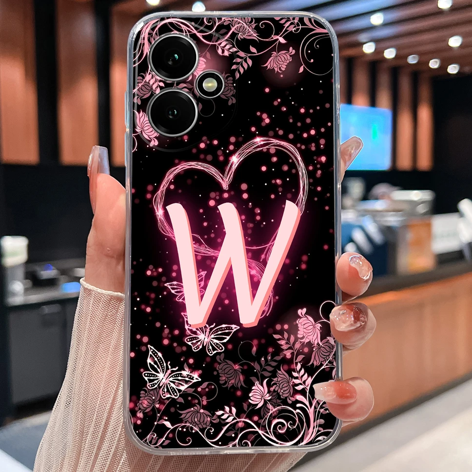 Luxury Letters Pattern Soft TPU Clear Silicone Anti-Drop Phone Case