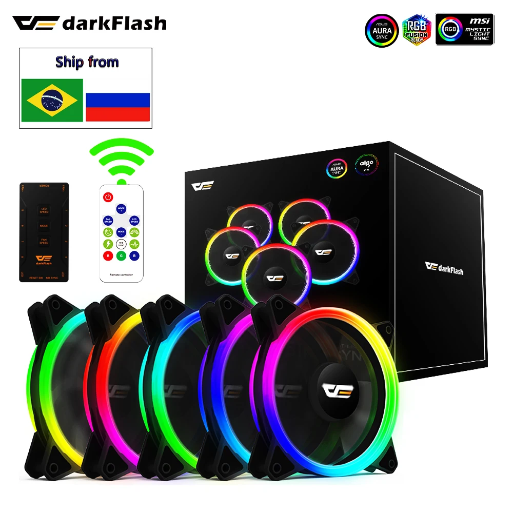 Darkflash DR12PRO 120mm Cooling Fan RGB pc gamer Adjust Speed Double halo Cooler argb Adjustable