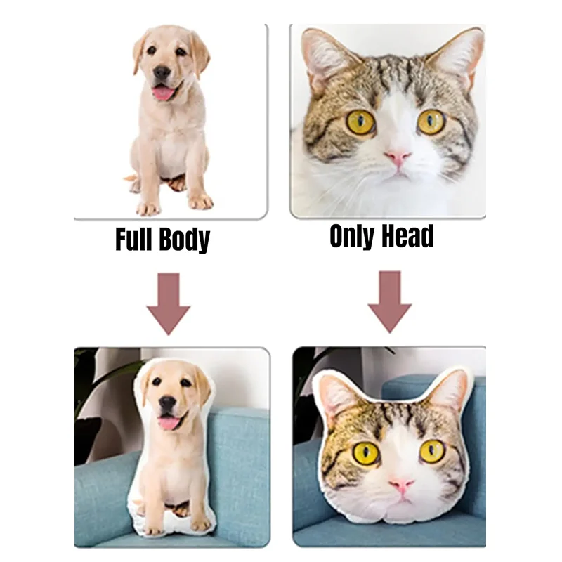 DIY Personalized Photo Custom Pillow 3D-Printed Pet Dog Cat Cushion Cartoon Animal Pillow Sofa Bed Decors Unique Birthday Gifts 5