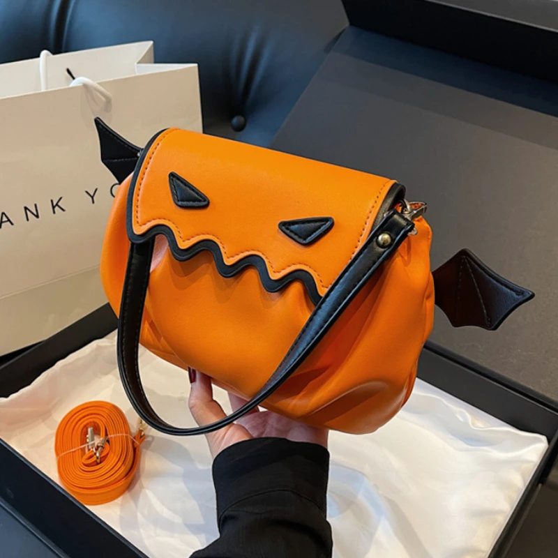 

Leather Pumpkin Crossbody Bag Halloween Cute Demon Pumpkin Bag Festival Party Bag Soft Wear Resistant Pretty Shoulder Handbag