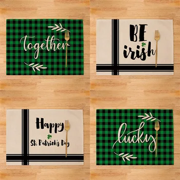 A 1pc Heat-insulating Linen Placemat with Coffee on A Festive Table in St. Patrick's Day, Ireland, Is A Valentine's Day Gift